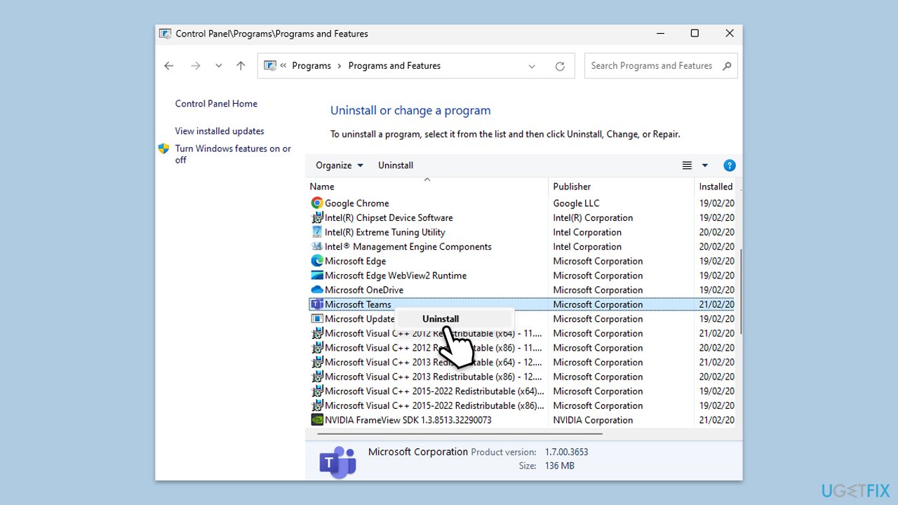 إعادة تثبيت Teams