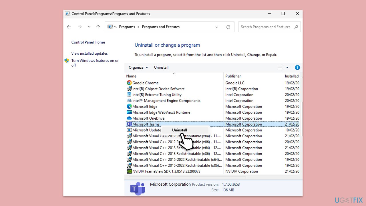 إعادة تثبيت Teams