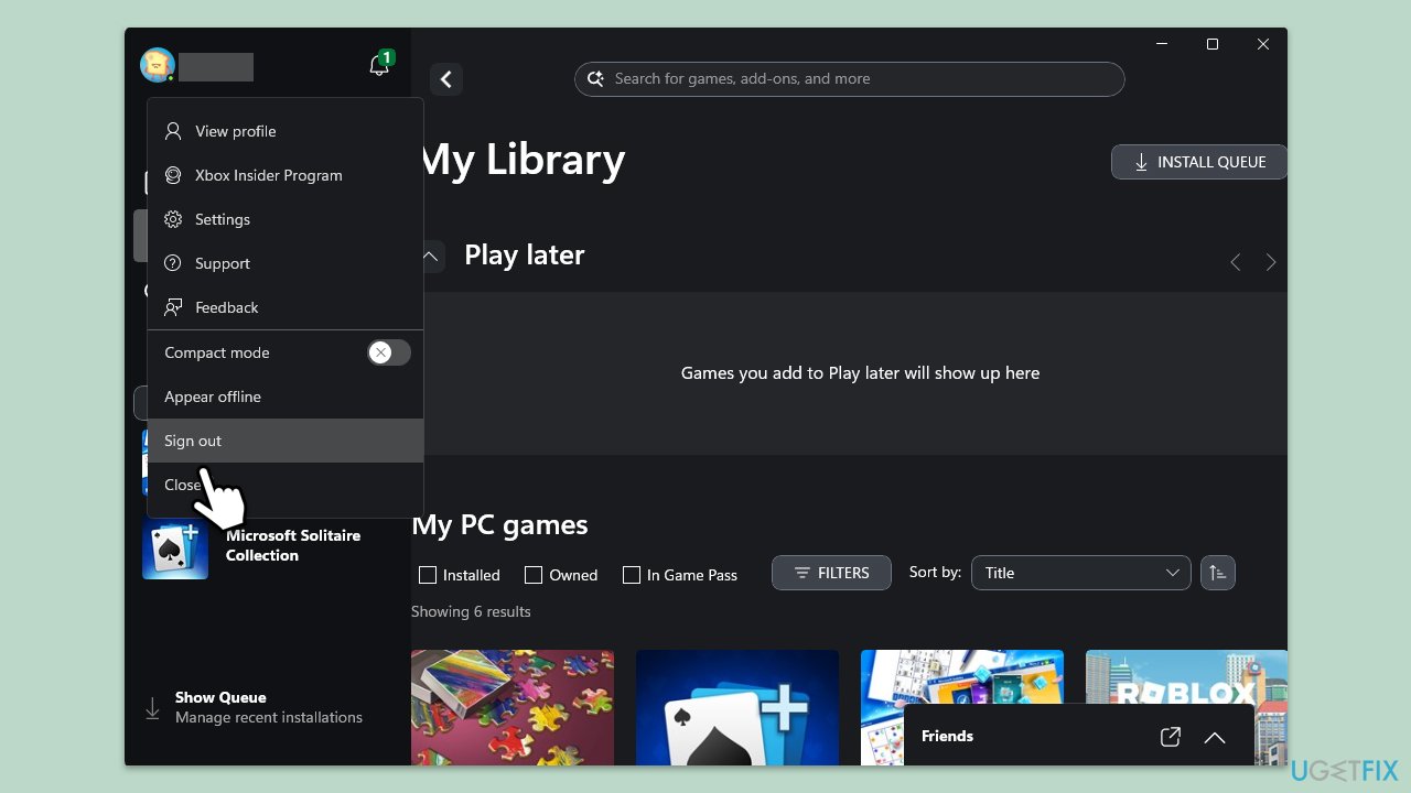 تسجيل الخروج ثم تسجيل الدخول
