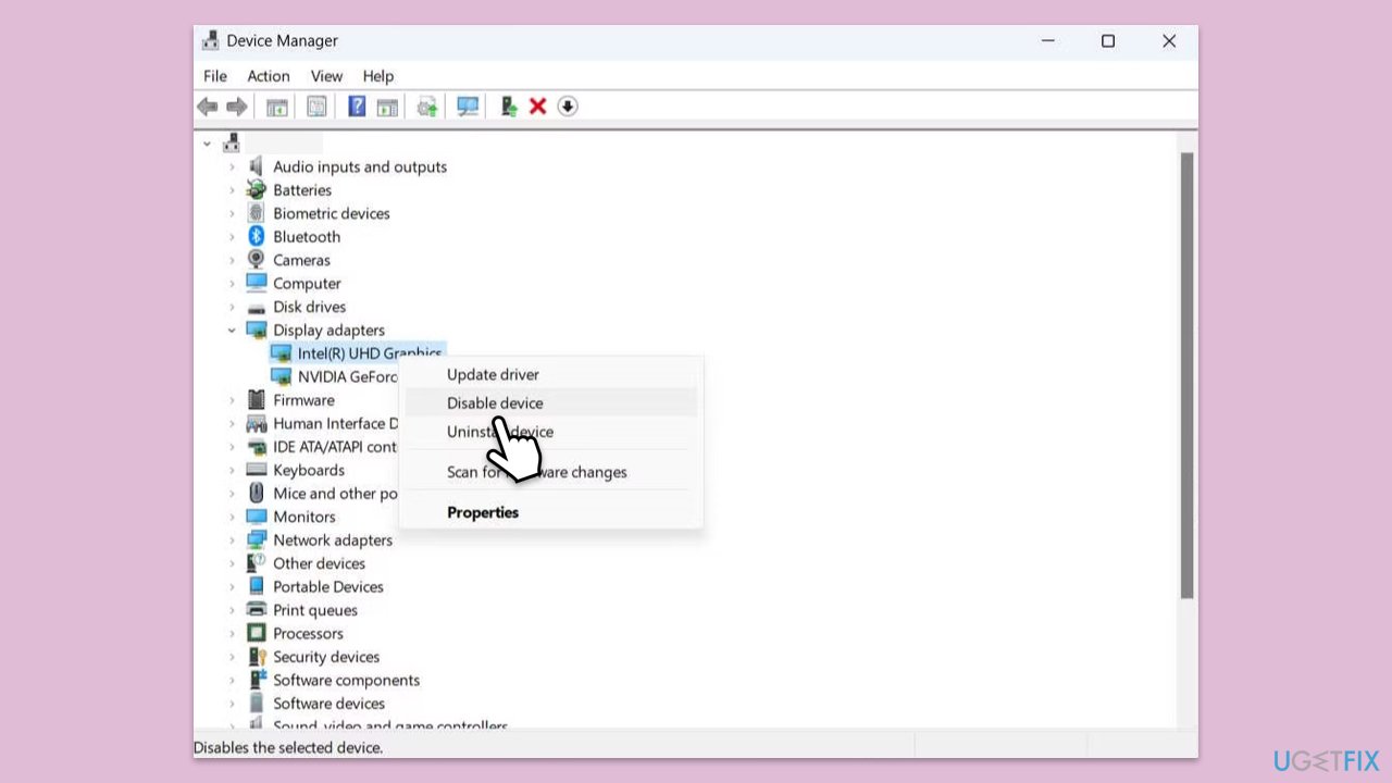 تعطيل integrated GPU