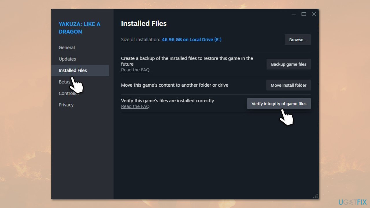 التحقق من ملفات اللعبة