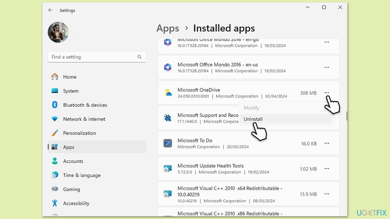 إعادة تثبيت OneDrive