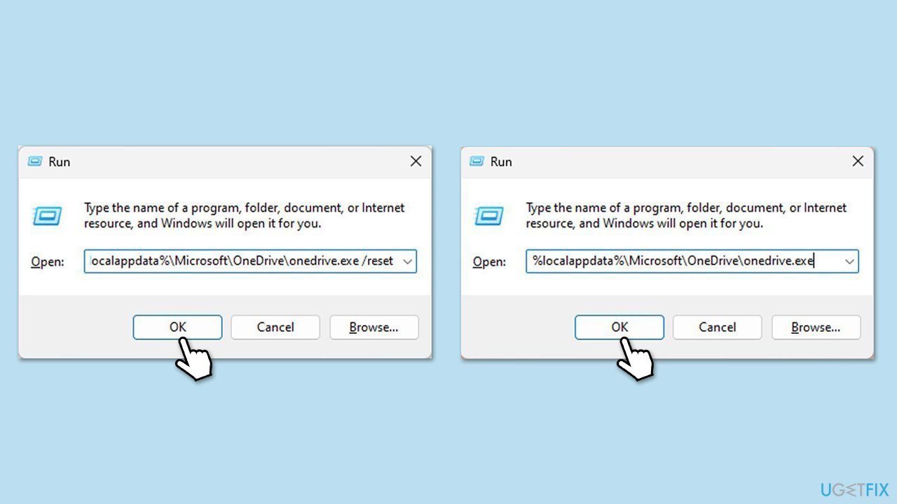 إعادة تعيين OneDrive
