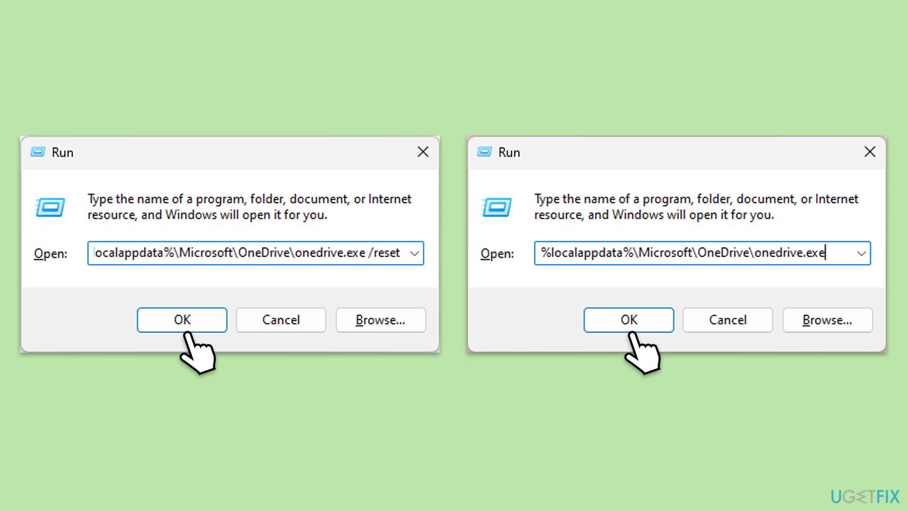 إعادة تعيين OneDrive