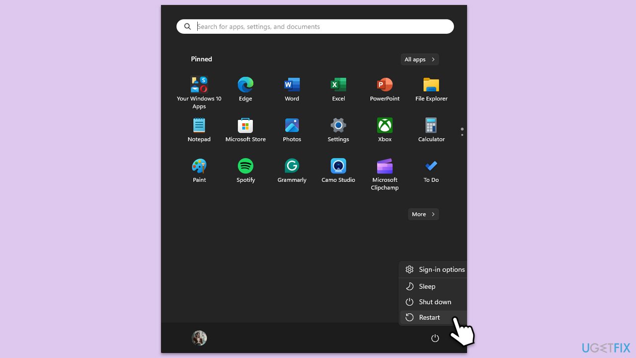إعادة تشغيل الكمبيوتر