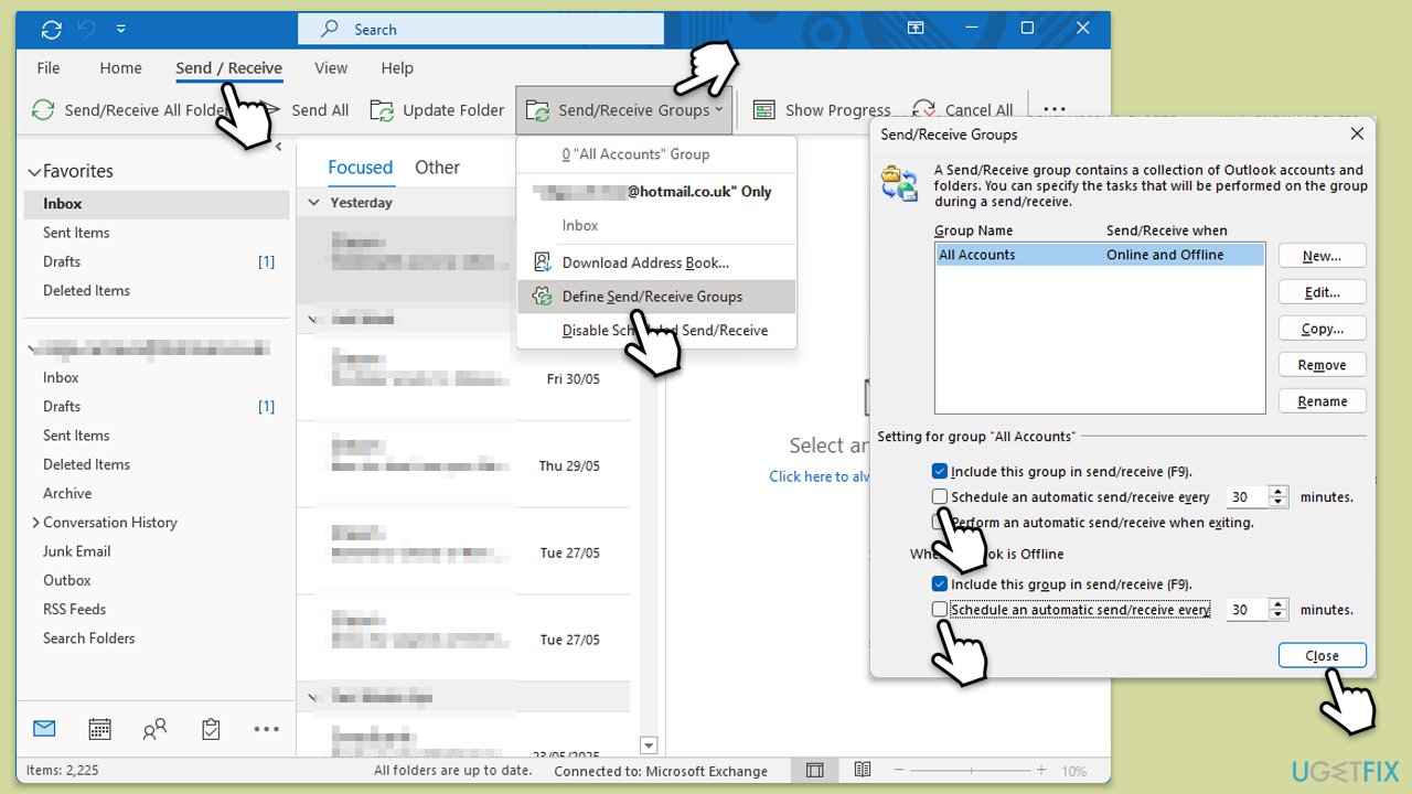 إيقاف الإرسال/الاستلام التلقائي