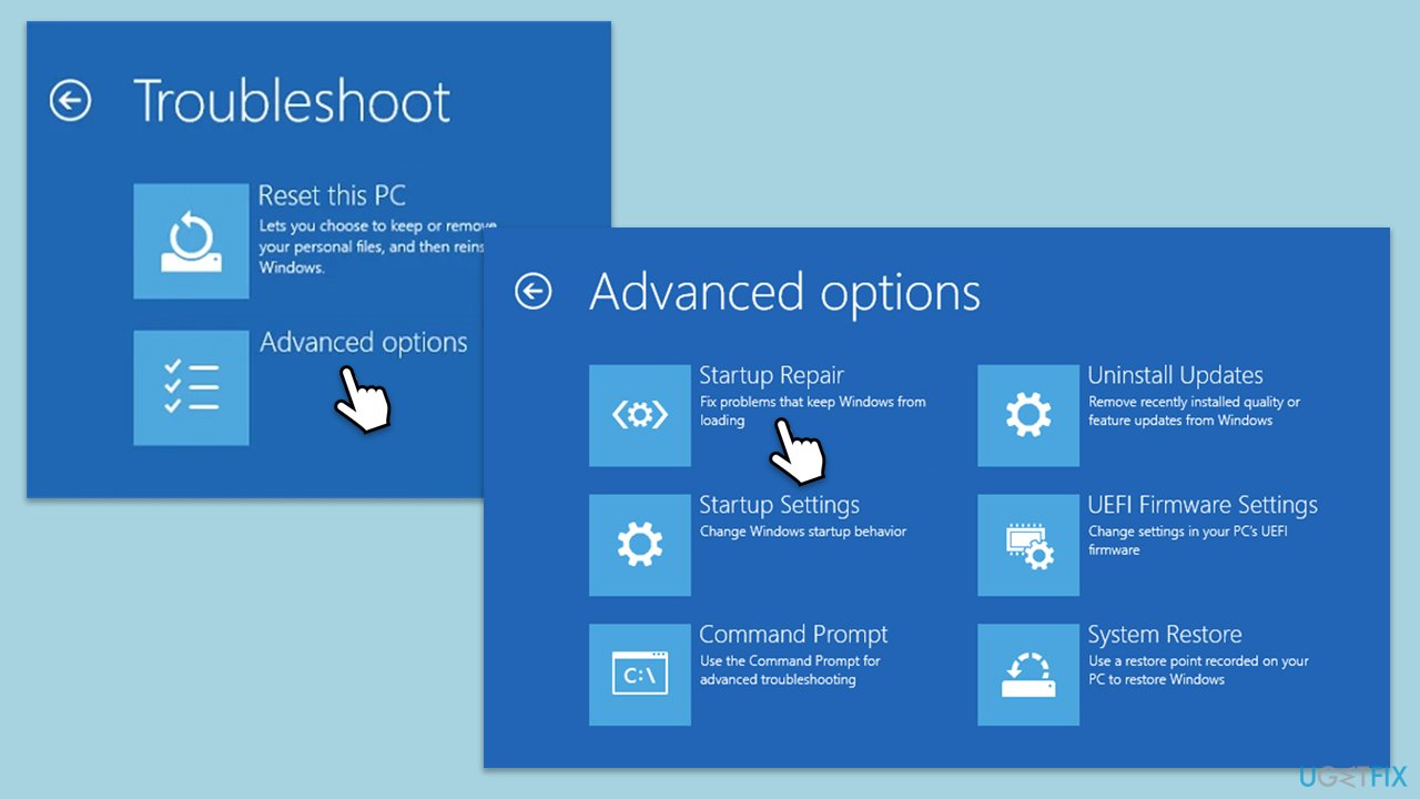 إصلاح بدء التشغيل