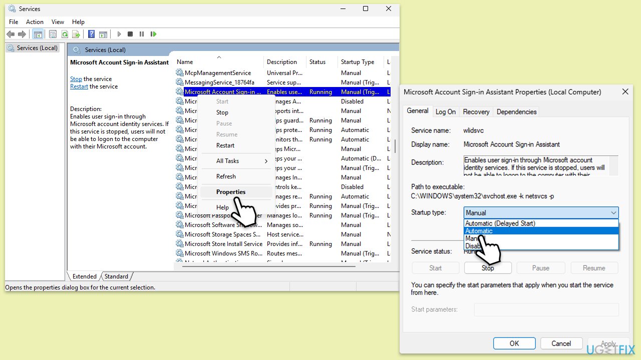 خدمة مساعد تسجيل الدخول لحساب Microsoft