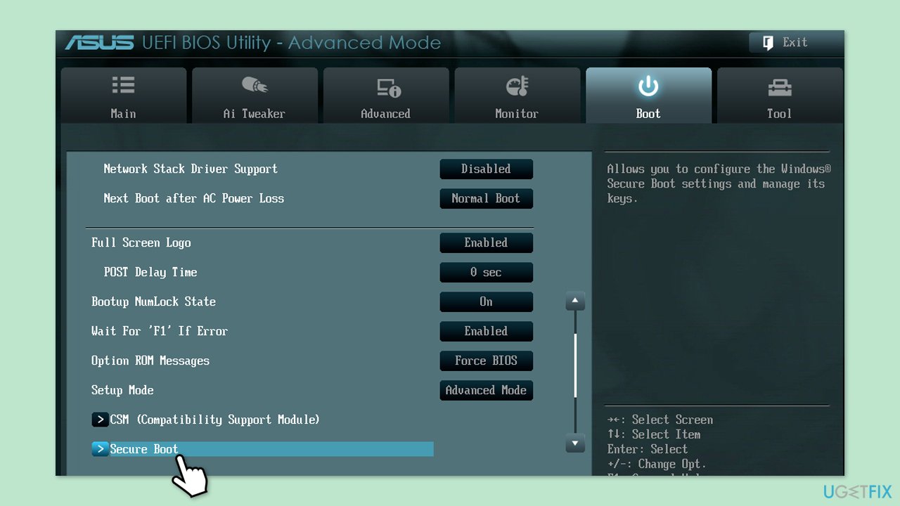 تعطيل التمهيد الآمن