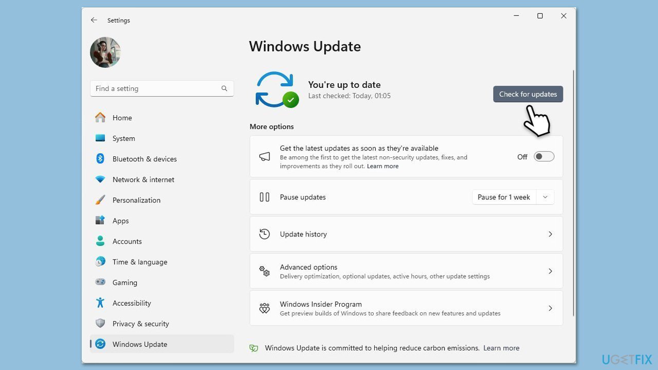 تثبيت تحديثات Windows