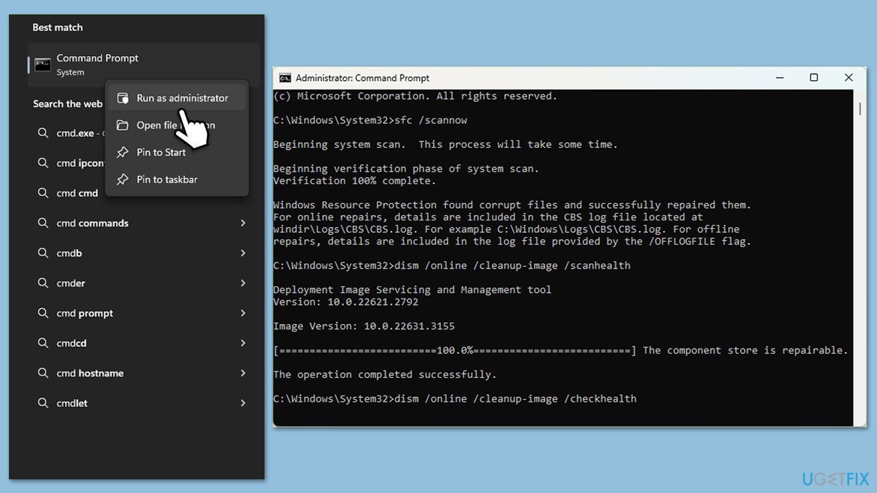 أدوات SFC و DISM