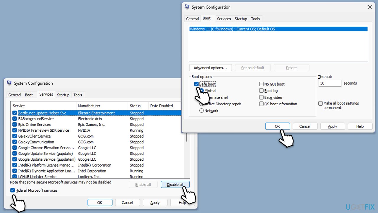 الوضع النظيف (Clean Boot)