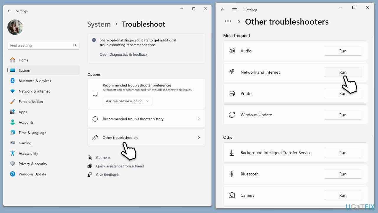 تشغيل مستكشف الأخطاء ومصلحها