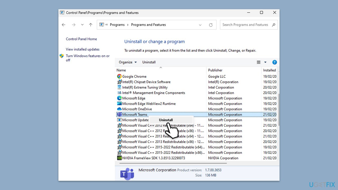 إعادة تثبيت Teams