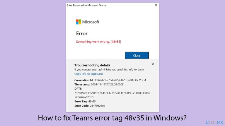 كيفية إصلاح خطأ Teams tag 48v35 في Windows؟