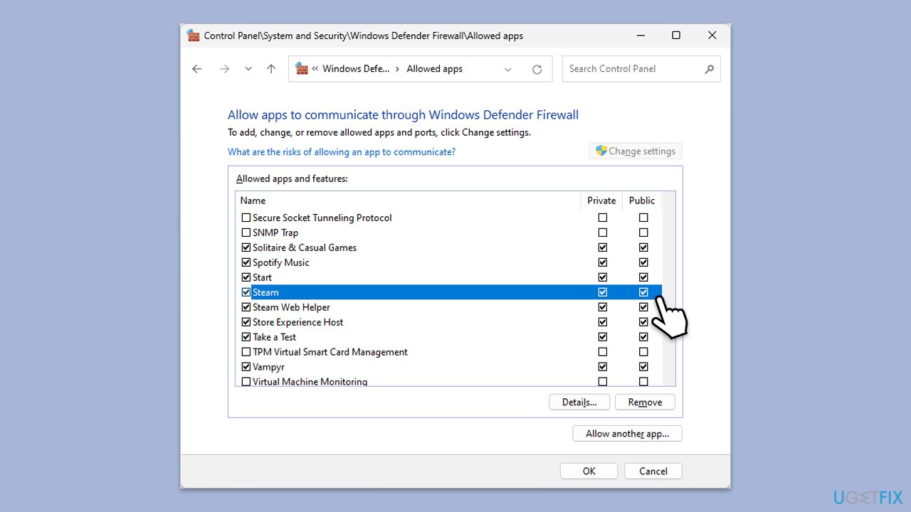 Allow through Firewall