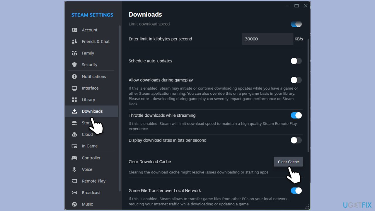 مسح ملفات ذاكرة التخزين المؤقت