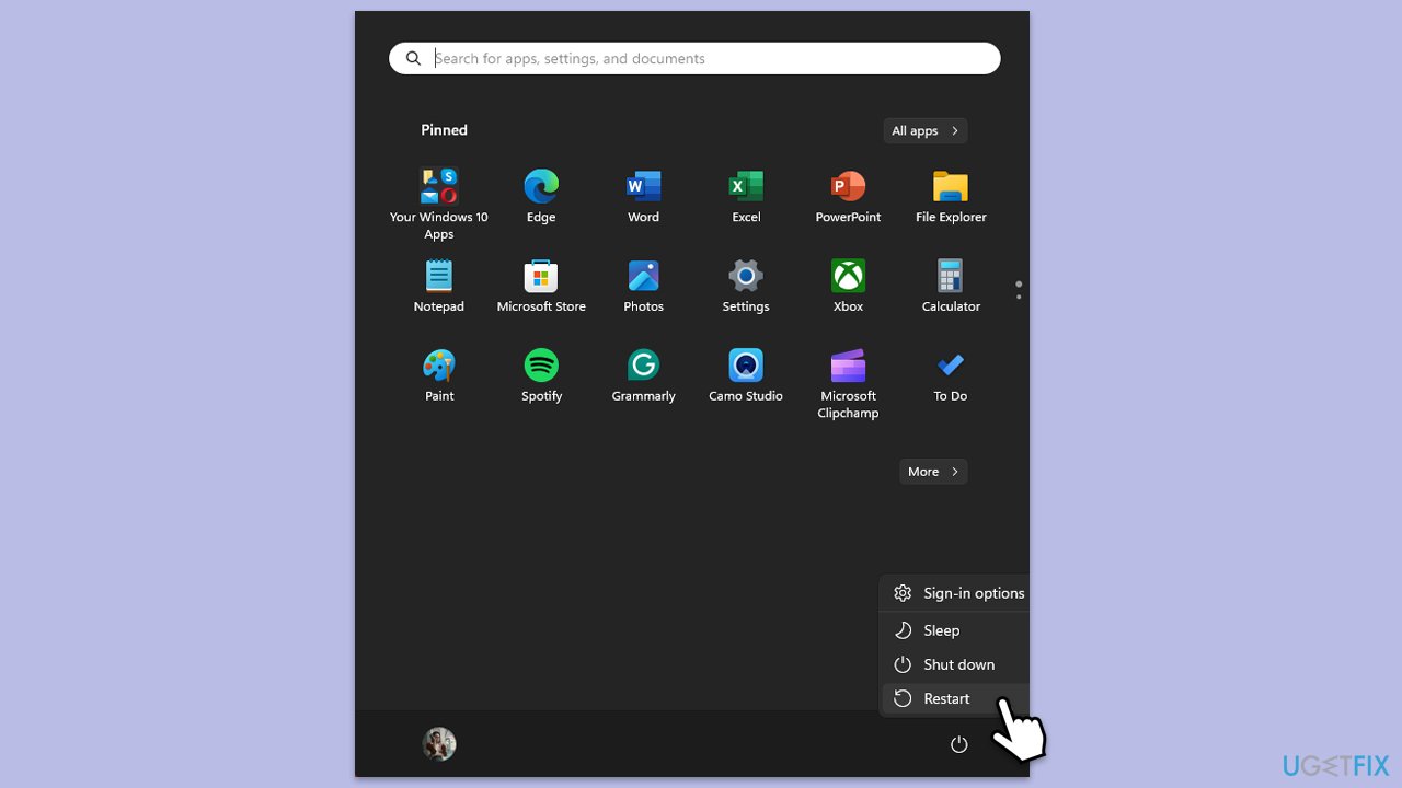 إعادة تشغيل الكمبيوتر