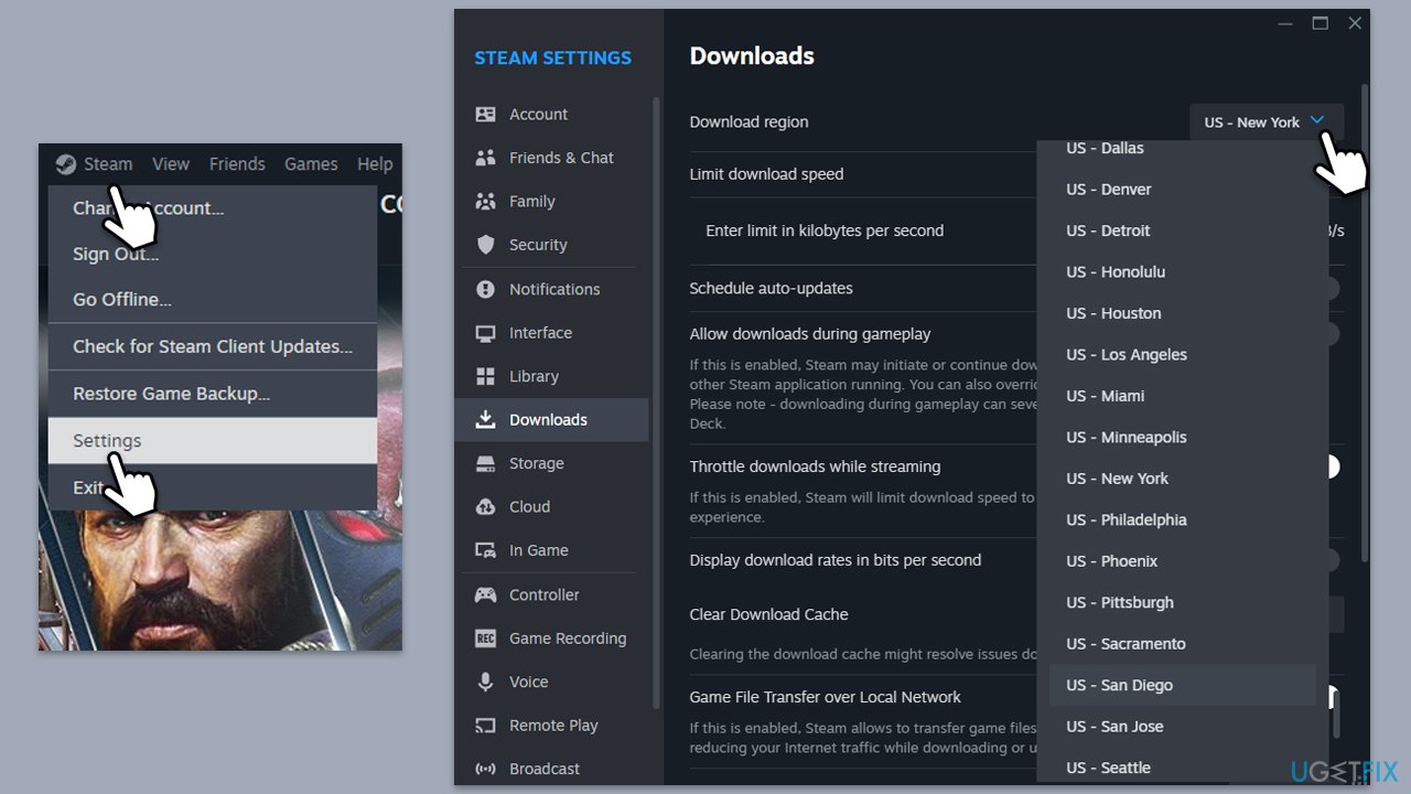 اختيار خادم مختلف