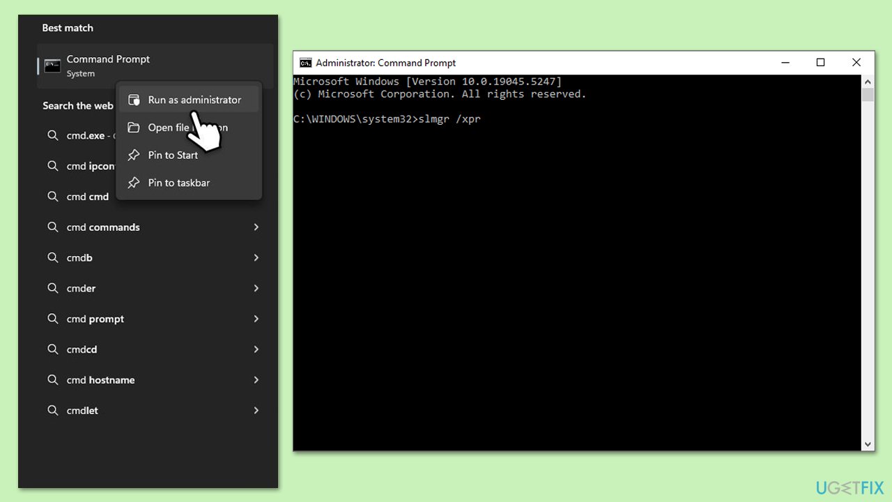 التنشيط عبر موجه الأوامر