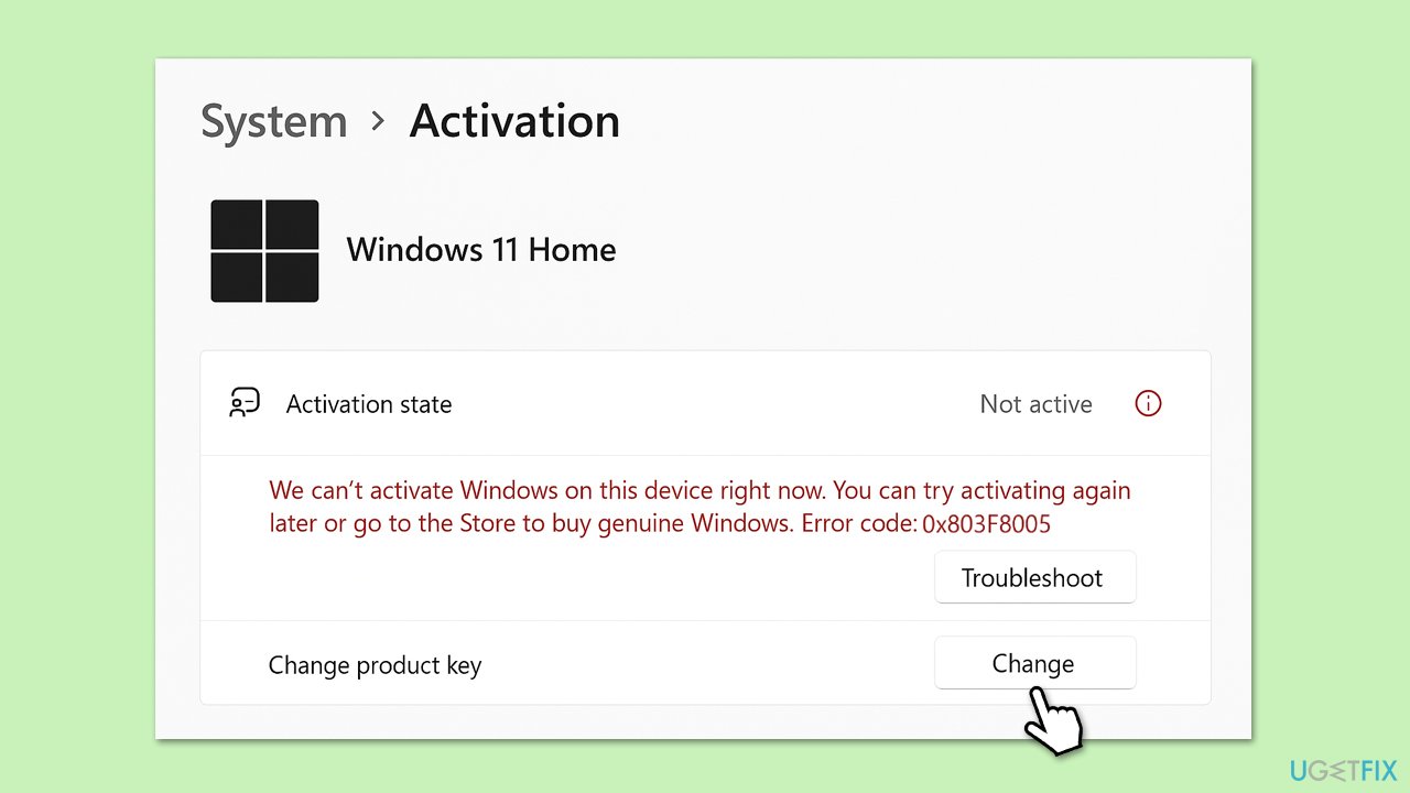 أعد إدخال المفتاح
