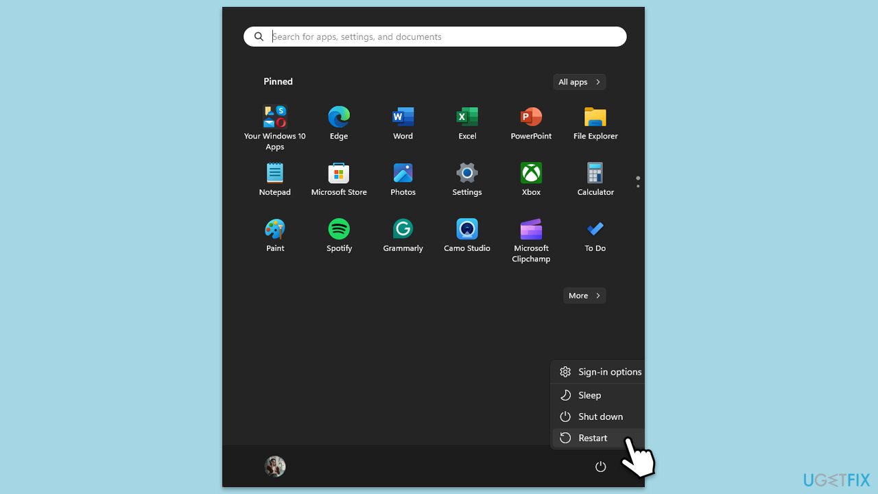 إعادة تشغيل الكمبيوتر