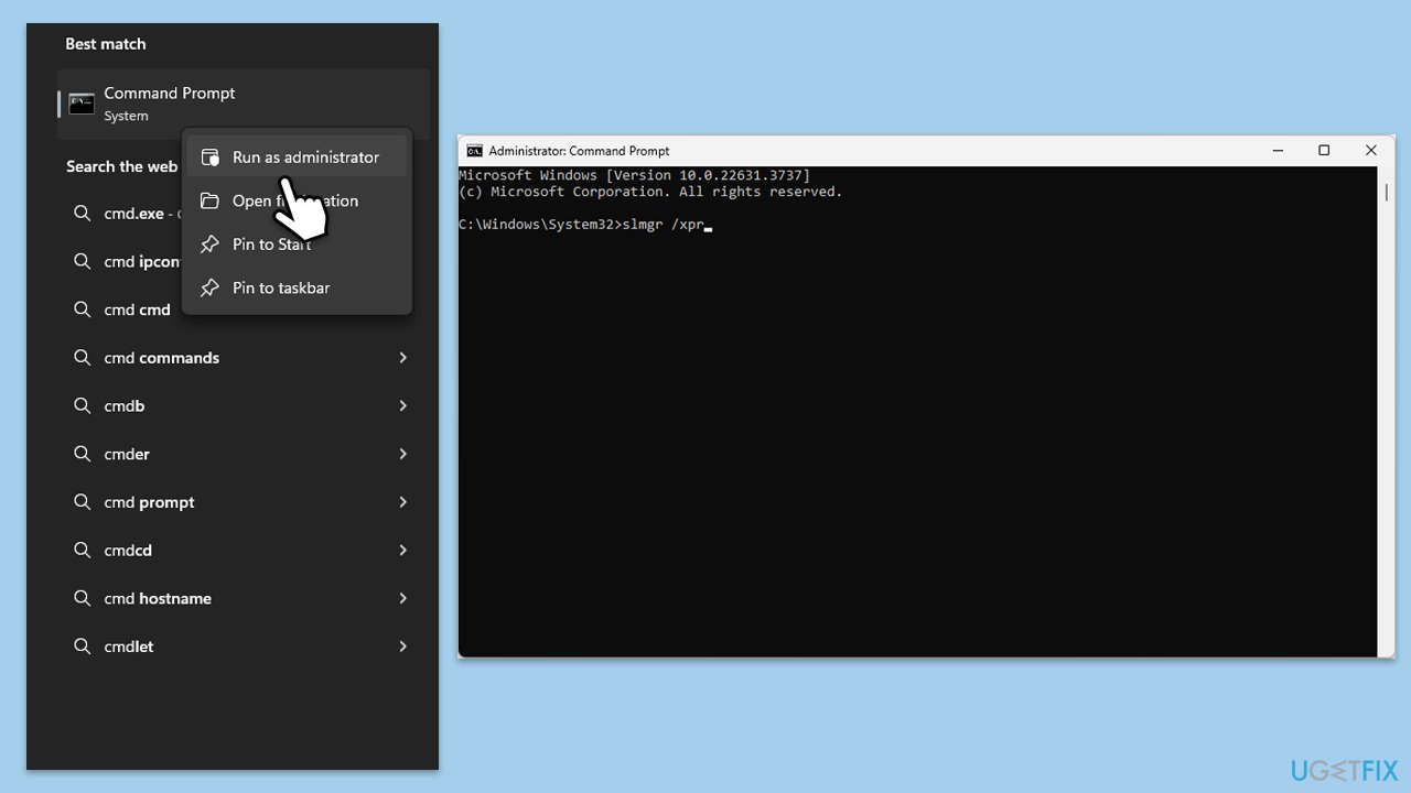 التنشيط عبر موجه الأوامر