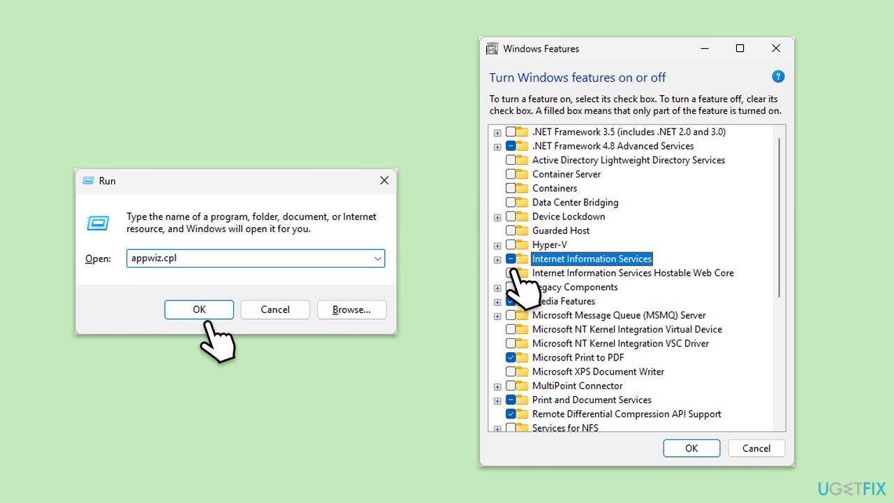 تعطيل خدمات معلومات الإنترنت (IIS)