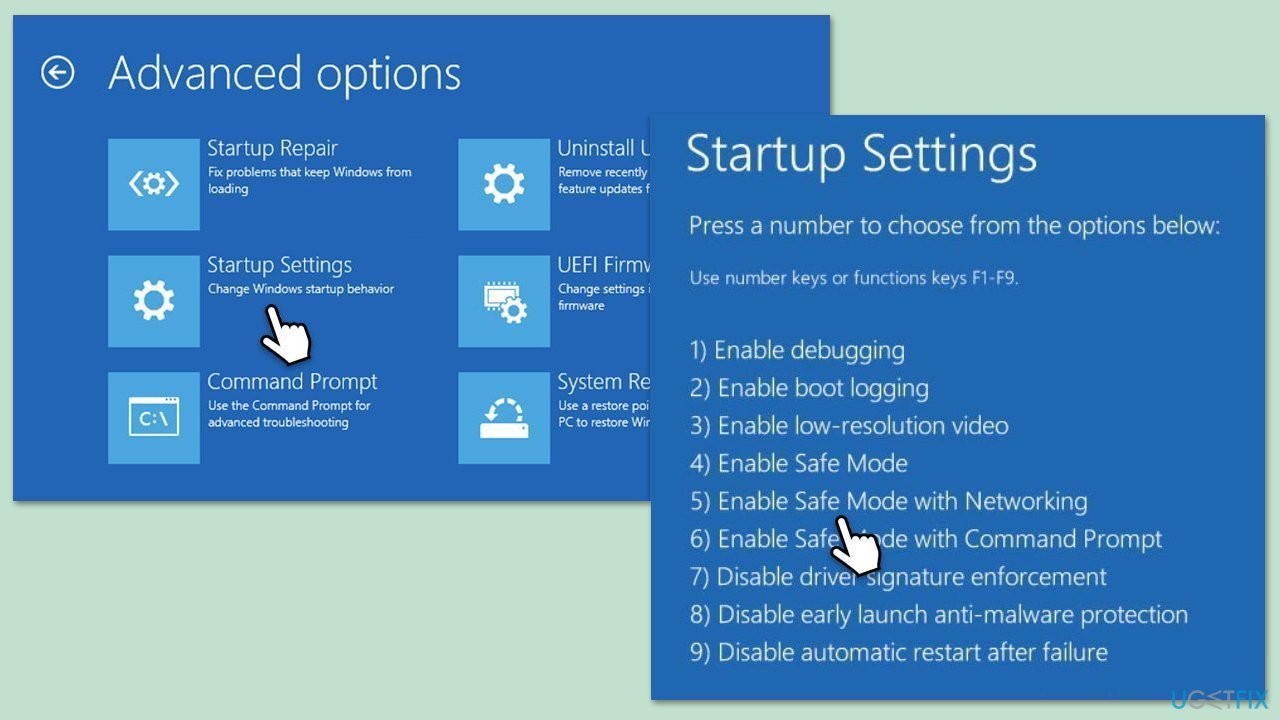 الوصول إلى الوضع الآمن