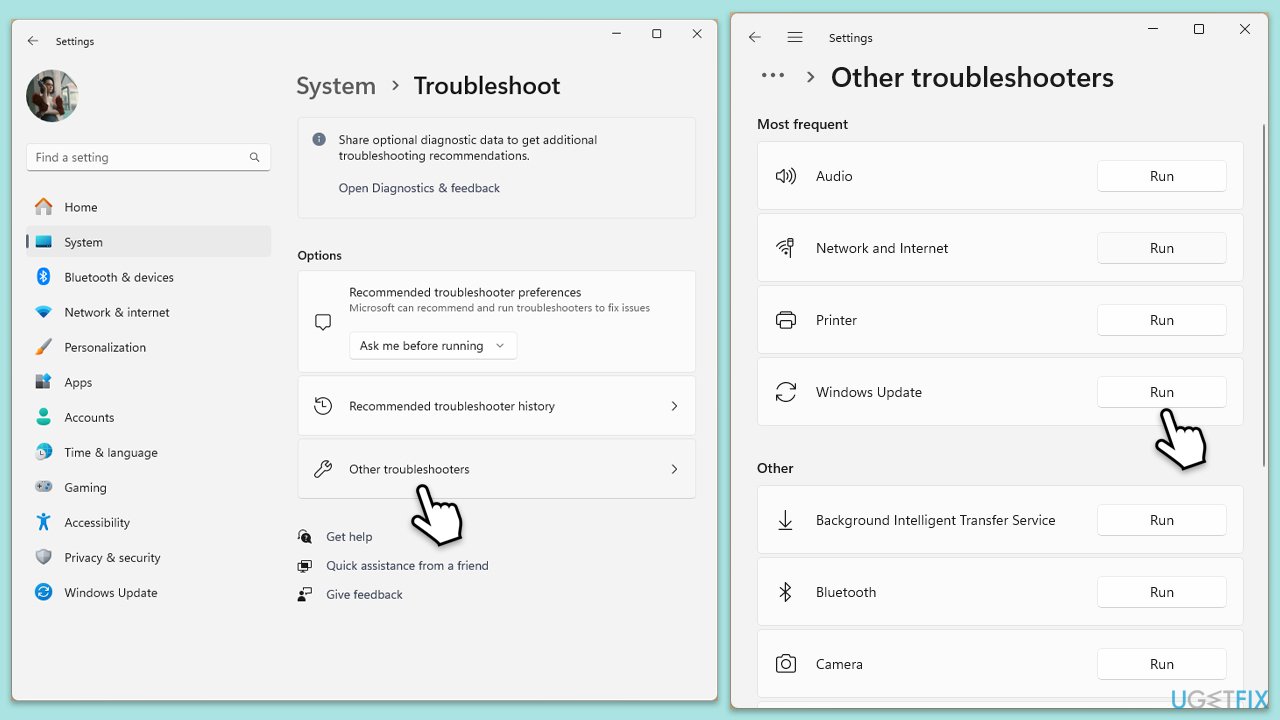 تشغيل مستكشف أخطاء Windows Update ومصلحها