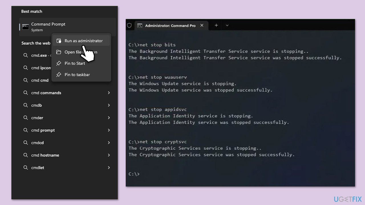 إعادة تعيين مكونات Windows Update