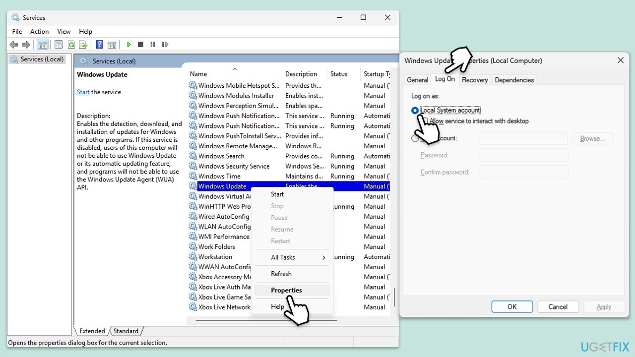 التحقق من أذونات الخدمة