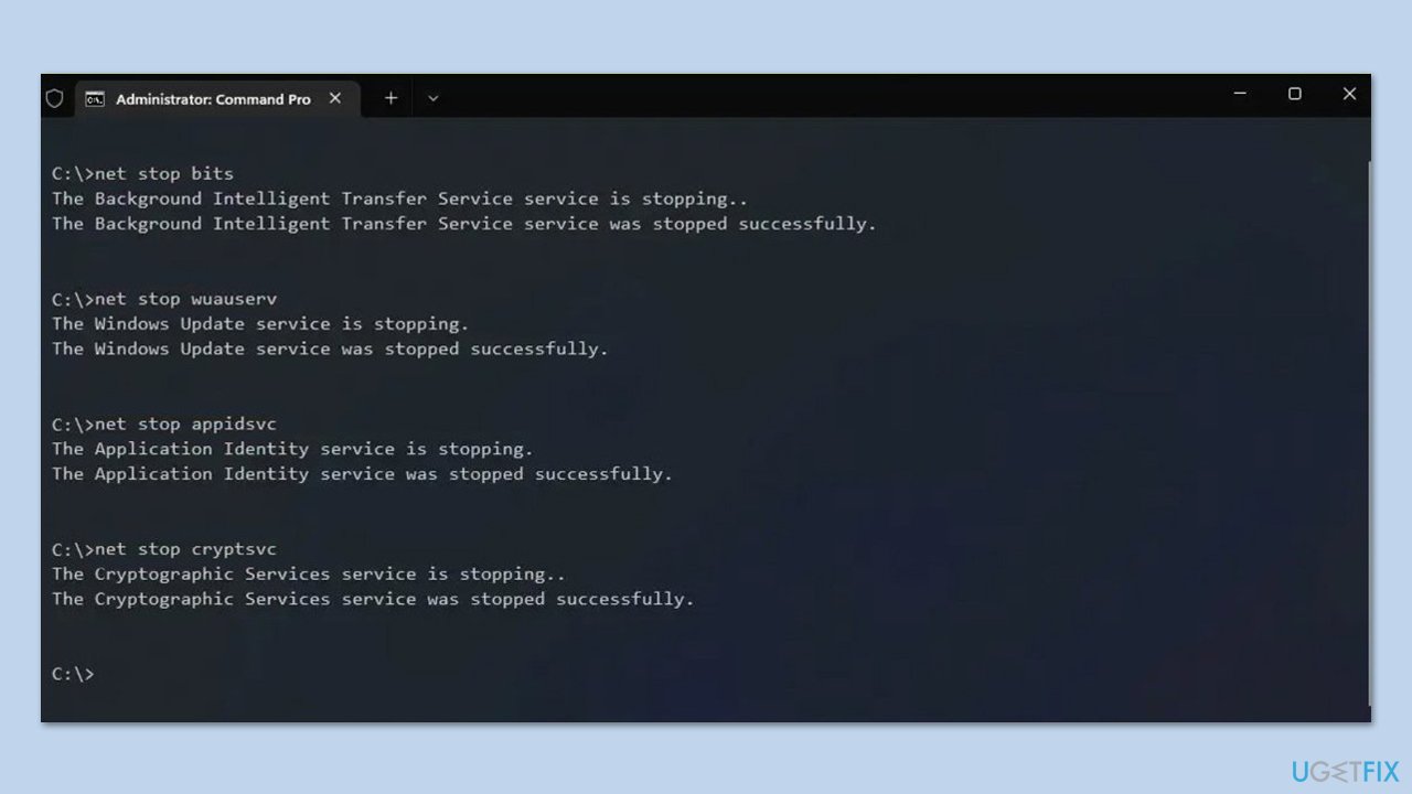 إعادة تعيين مكونات تحديث Windows
