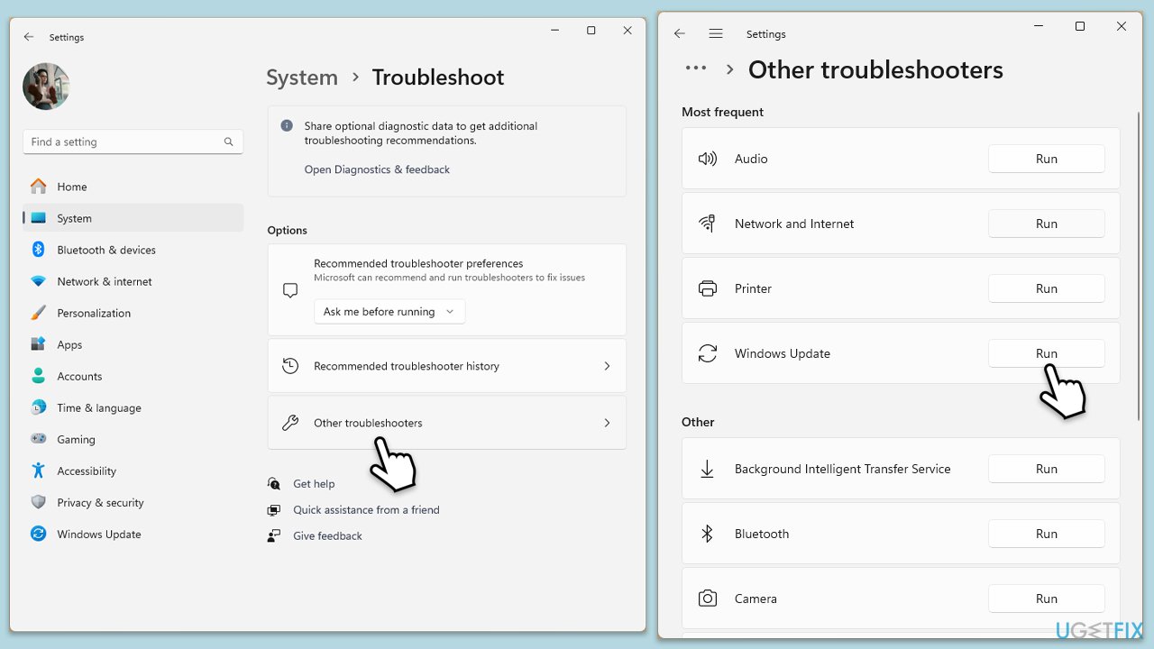 تشغيل مستكشف الأخطاء ومصلحها
