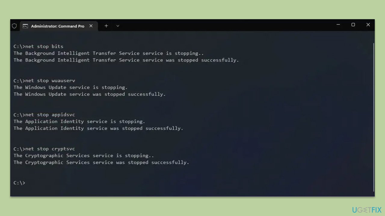 إعادة تعيين مكونات تحديث Windows