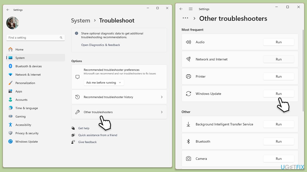 تشغيل مستكشف الأخطاء ومصلحها