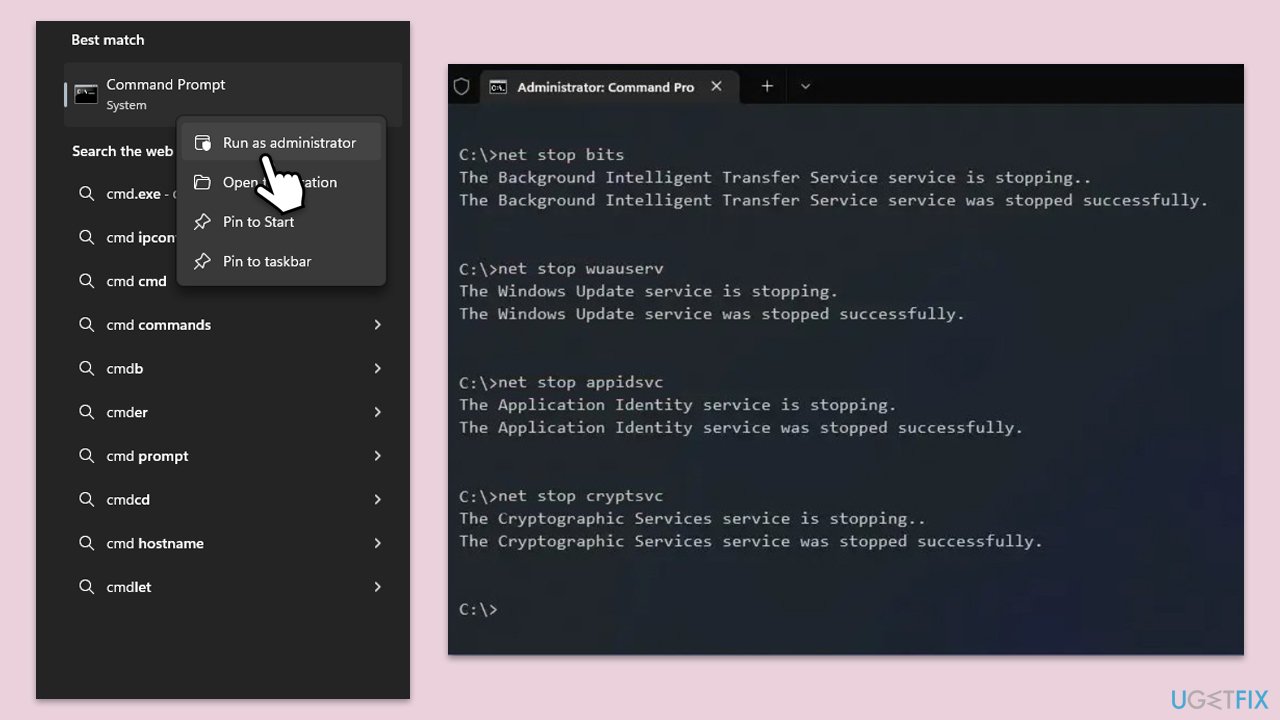إعادة تعيين مكونات Windows Update