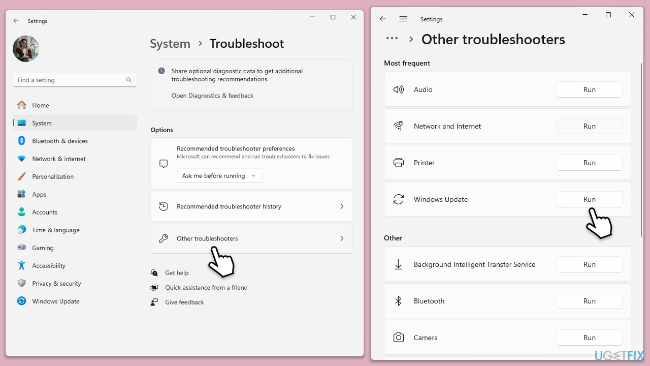 تشغيل مستكشف الأخطاء ومصلحها