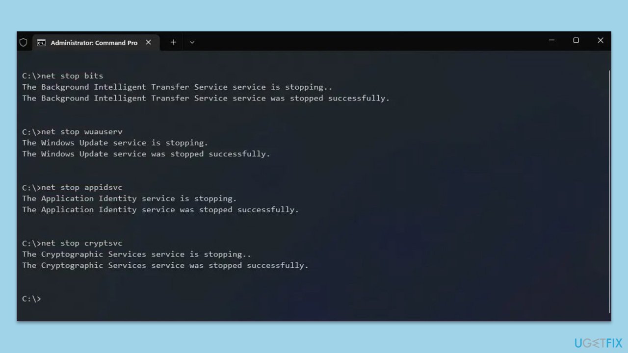إعادة تعيين مكونات تحديث Windows