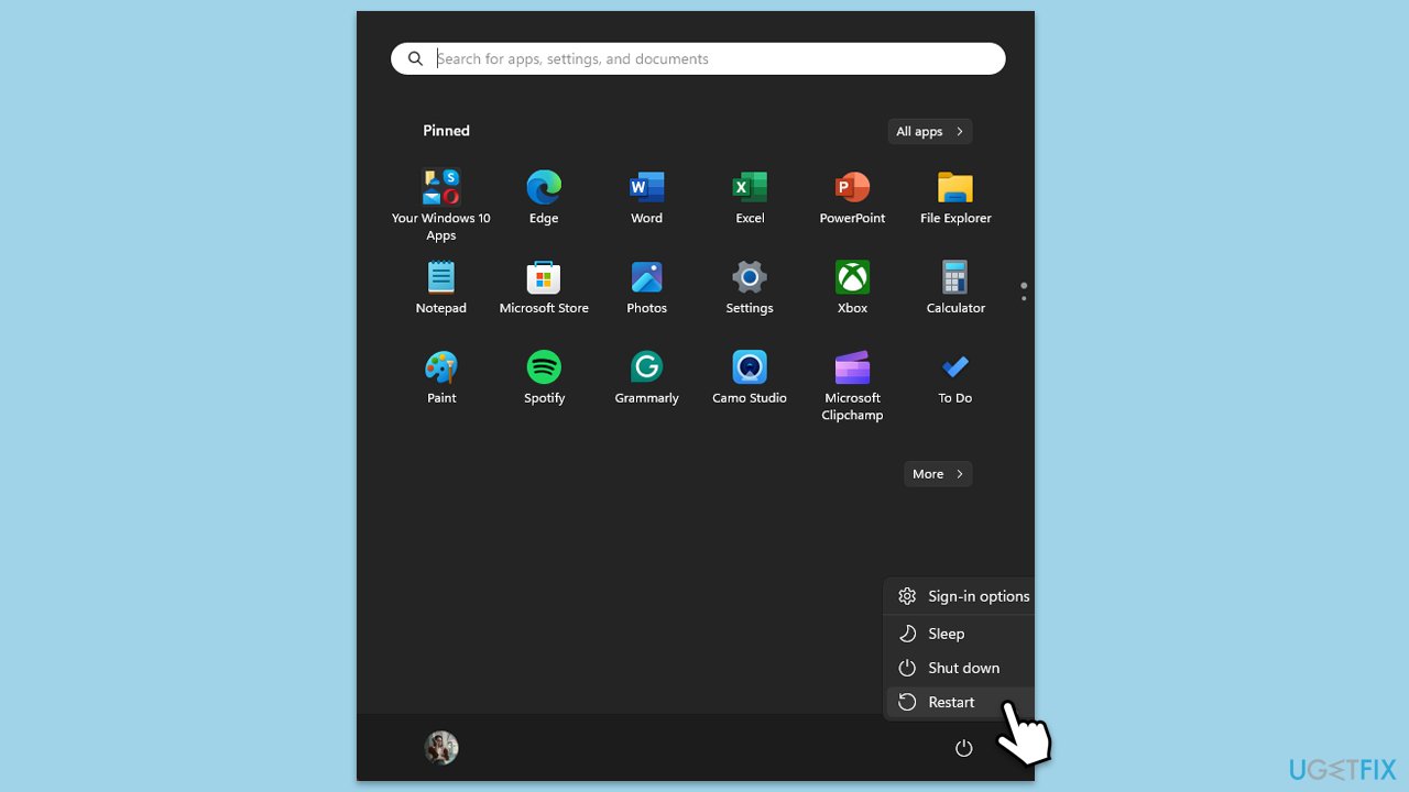 إعادة تشغيل الكمبيوتر