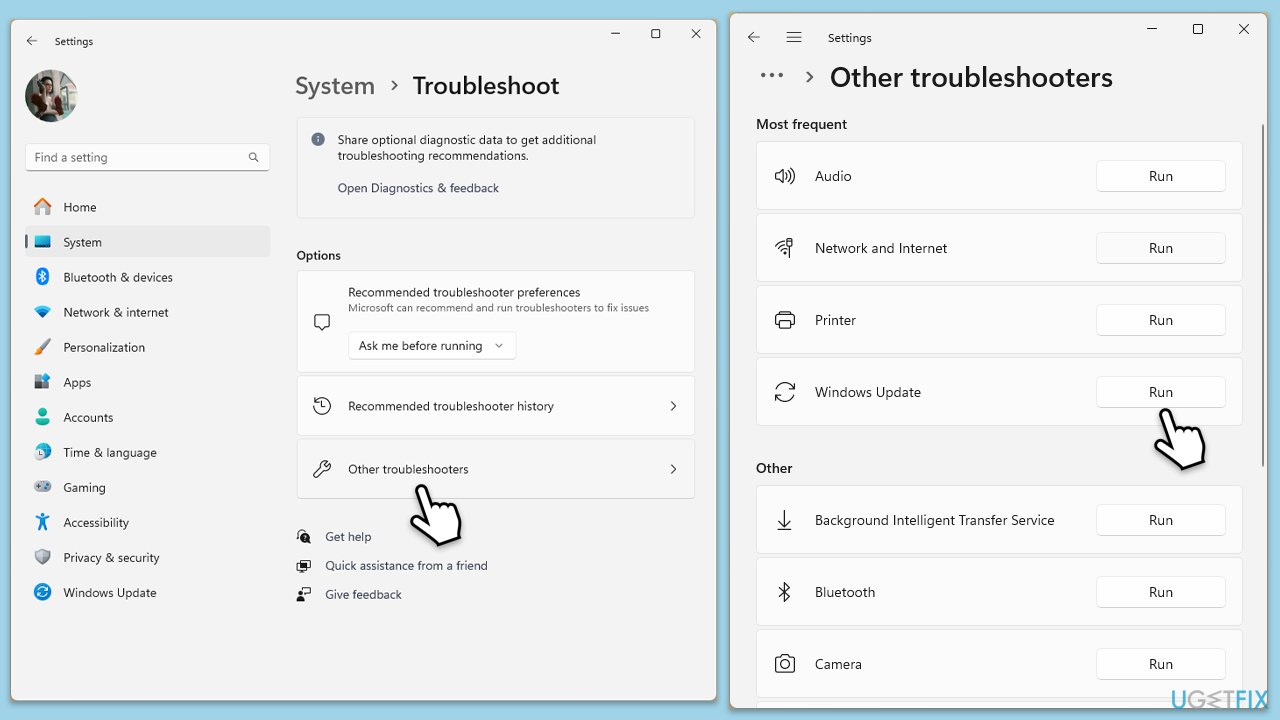 تشغيل مستكشف الأخطاء ومصلحها