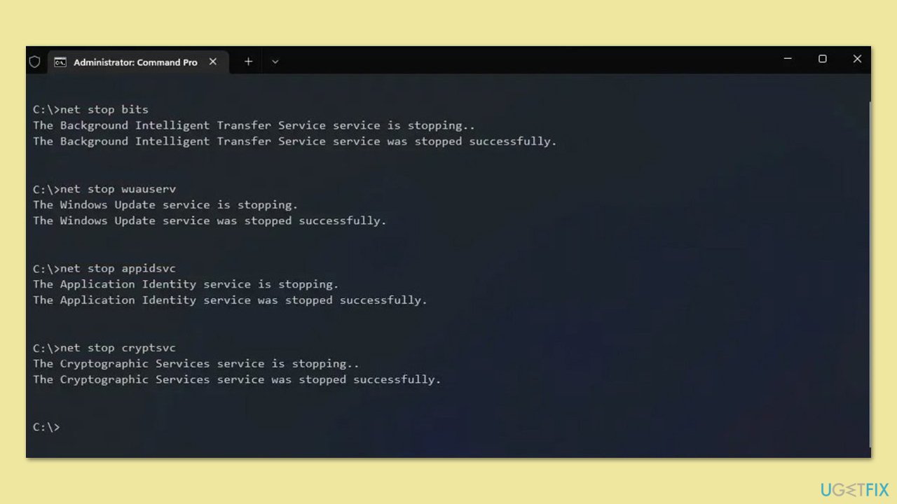 إعادة تعيين مكونات تحديث Windows