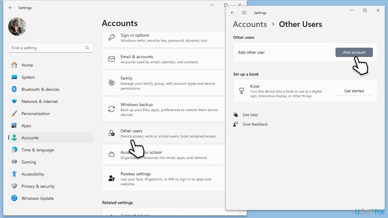 إنشاء ملف تعريف مستخدم جديد