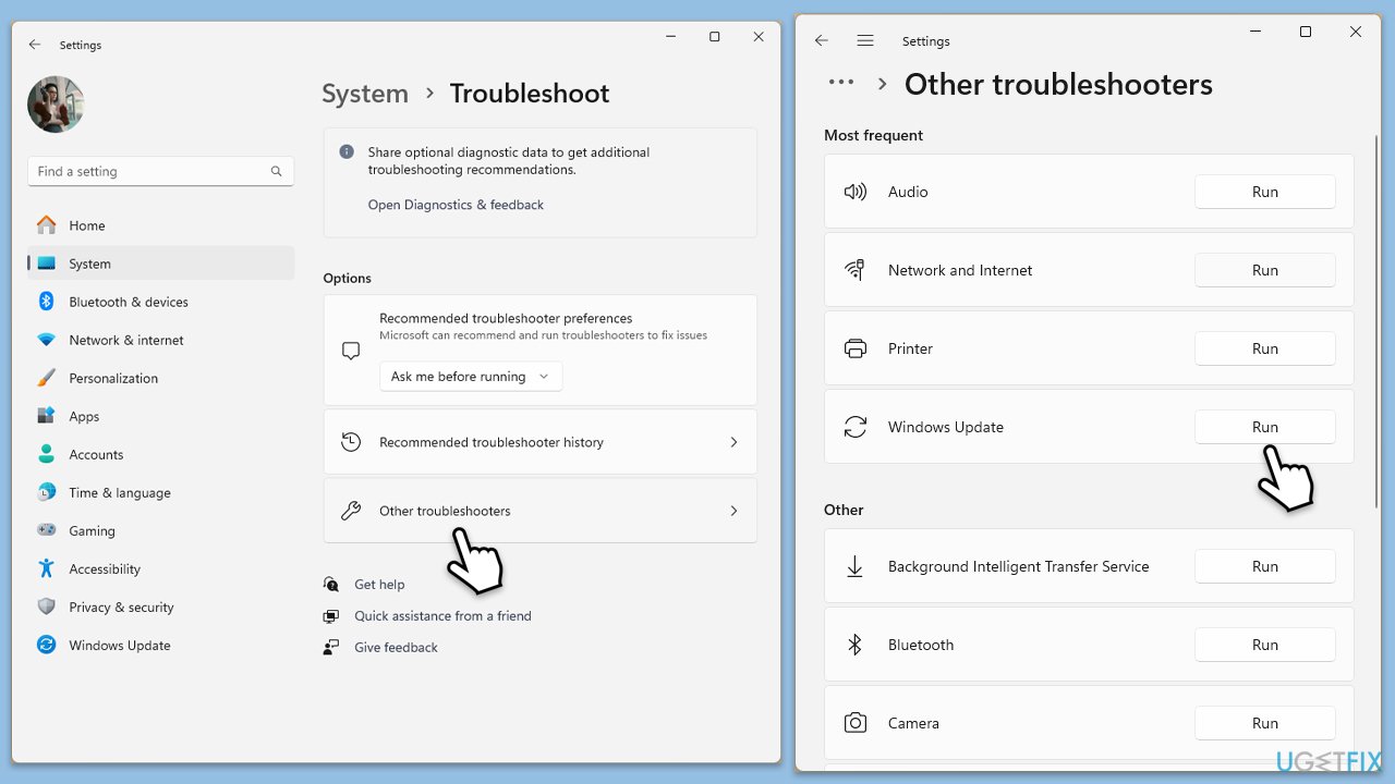 تشغيل مستكشف الأخطاء ومصلحها
