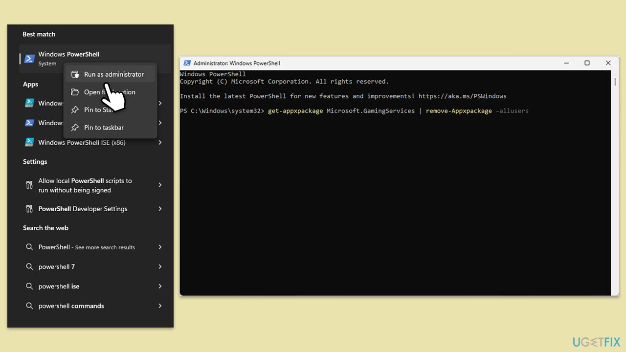 إعادة تثبيت Gaming Services