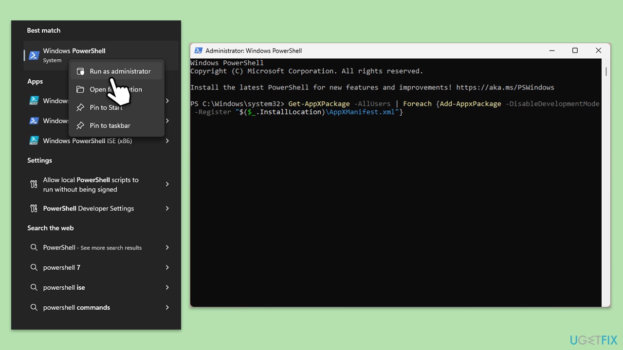 إعادة تسجيل تطبيقات Windows