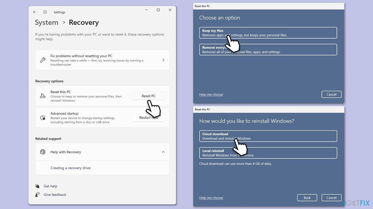 إعادة تعيين Windows