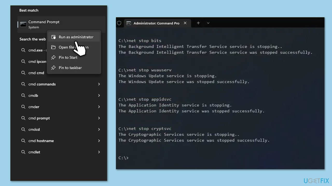 إعادة تعيين مكونات تحديث Windows