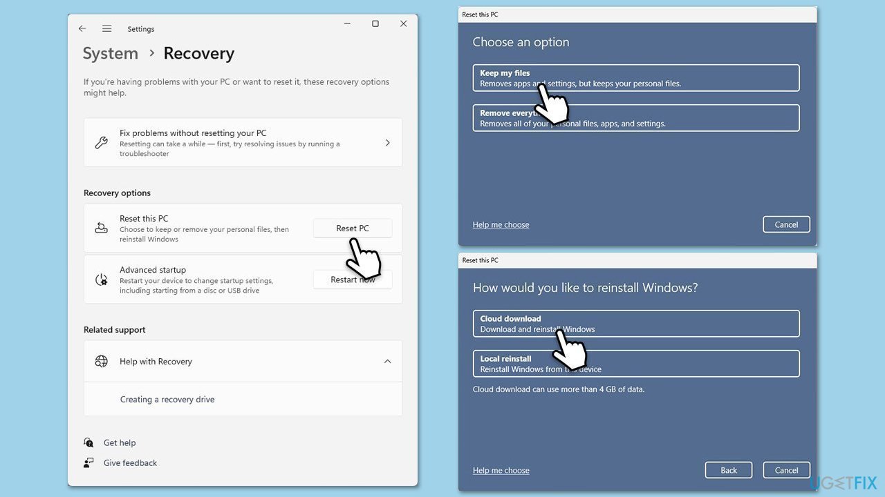 إعادة تعيين Windows