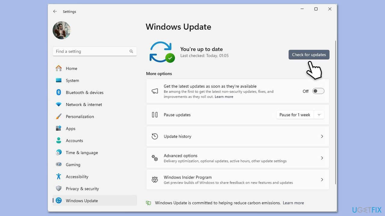 تثبيت تحديثات Windows